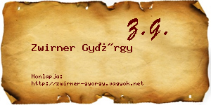 Zwirner György névjegykártya